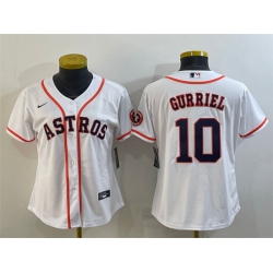 Women Houston Astros 10 Yuli Gurriel White With Patch Cool Base Stitched Baseball Jerseys