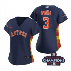 Women Houston Astros 3 Jeremy Pena Navy 2022 World Series Champions Stitched Baseball Jersey