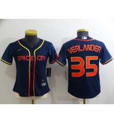 Women Houston Astros 35 Justin Verlander 2022 Navy City Connect Stitched Jersey 28Run Small 2