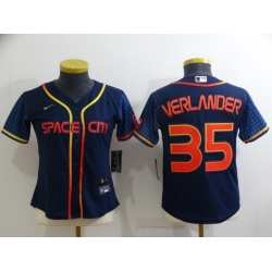 Women Houston Astros 35 Justin Verlander 2022 Navy City Connect Stitched Jersey 28Run Small 2