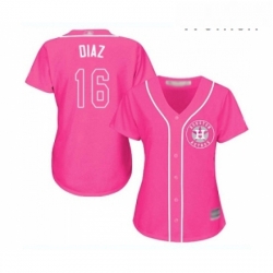 Womens Houston Astros 16 Aledmys Diaz Authentic Pink Fashion Cool Base Baseball Jersey 