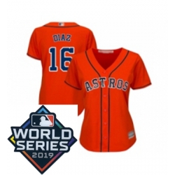 Womens Houston Astros 16 Aledmys Diaz Orange Alternate Cool Base Baseball jersey