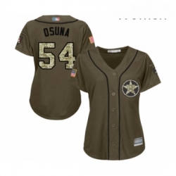 Womens Houston Astros 54 Roberto Osuna Authentic Green Salute to Service Baseball Jersey 