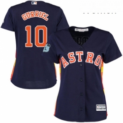 Womens Majestic Houston Astros 10 Yuli Gurriel Replica Navy Blue Alternate Cool Base MLB Jersey 