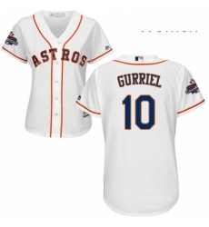 Womens Majestic Houston Astros 10 Yuli Gurriel Replica White Home 2017 World Series Champions Cool Base MLB Jersey 