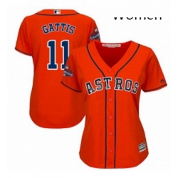 Womens Majestic Houston Astros 11 Evan Gattis Authentic Orange Alternate 2017 World Series Champions Cool Base MLB Jersey