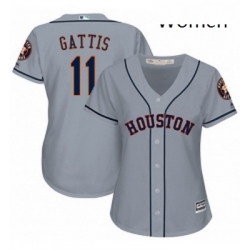 Womens Majestic Houston Astros 11 Evan Gattis Replica Grey Road Cool Base MLB Jersey