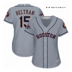 Womens Majestic Houston Astros 15 Carlos Beltran Replica Grey Road 2017 World Series Champions Cool Base MLB Jersey