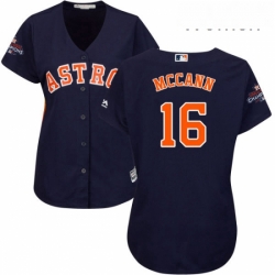 Womens Majestic Houston Astros 16 Brian McCann Authentic Navy Blue Alternate 2017 World Series Champions Cool Base MLB Jersey