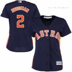 Womens Majestic Houston Astros 2 Alex Bregman Authentic Navy Blue Alternate Cool Base MLB Jersey