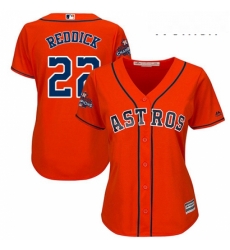 Womens Majestic Houston Astros 22 Josh Reddick Authentic Orange Alternate 2017 World Series Champions Cool Base MLB Jersey