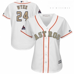 Womens Majestic Houston Astros 24 Jimmy Wynn Authentic White 2018 Gold Program Cool Base MLB Jersey 