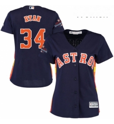 Womens Majestic Houston Astros 34 Nolan Ryan Replica Navy Blue Alternate 2017 World Series Champions Cool Base MLB Jersey