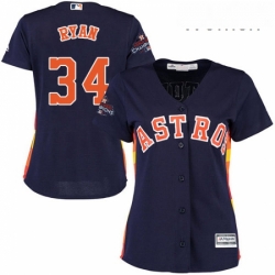 Womens Majestic Houston Astros 34 Nolan Ryan Replica Navy Blue Alternate 2017 World Series Champions Cool Base MLB Jersey