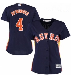 Womens Majestic Houston Astros 4 George Springer Replica Navy Blue Alternate Cool Base MLB Jersey