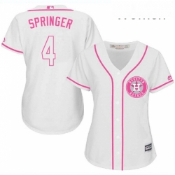 Womens Majestic Houston Astros 4 George Springer Replica White Fashion Cool Base MLB Jersey