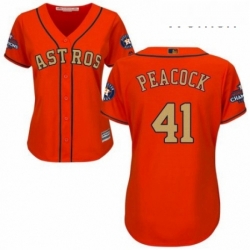 Womens Majestic Houston Astros 41 Brad Peacock Authentic Orange Alternate 2018 Gold Program Cool Base MLB Jersey 