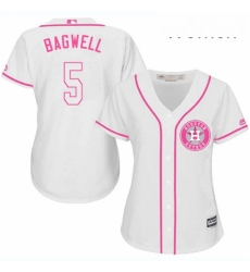 Womens Majestic Houston Astros 5 Jeff Bagwell Authentic White Fashion Cool Base MLB Jersey