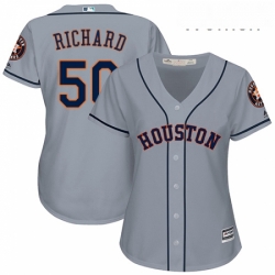 Womens Majestic Houston Astros 50 JR Richard Replica Grey Road Cool Base MLB Jersey