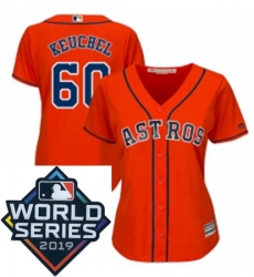 Womens Majestic Houston Astros 60 Dallas Keuchel Orange Alternate Cool Base Sitched 2019 World Series Patch Jersey