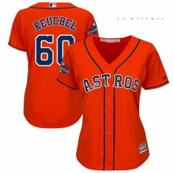 Womens Majestic Houston Astros 60 Dallas Keuchel Replica Orange Alternate 2017 World Series Champions Cool Base MLB Jersey