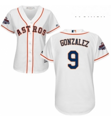 Womens Majestic Houston Astros 9 Marwin Gonzalez Replica White Home 2017 World Series Champions Cool Base MLB Jersey 