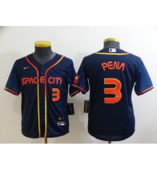 Youth Houston Astros 3 Jeremy Pe F1a 2022 Navy City Connect Stitched Jersey