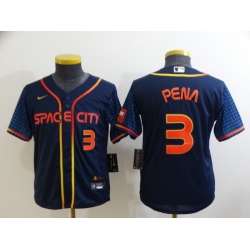 Youth Houston Astros 3 Jeremy Pe F1a 2022 Navy City Connect Stitched Jersey