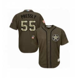 Youth Houston Astros 55 Ryan Pressly Authentic Green Salute to Service Baseball Jersey 