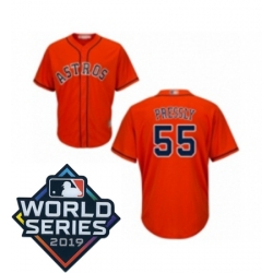 Youth Houston Astros 55 Ryan Pressly Orange Alternate Cool Base Baseball jersey