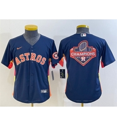 Youth Houston Astros Navy 2022 World Series Champions Team Big Logo With Patch Cool Base Stitched Jersey