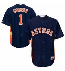 Youth Majestic Houston Astros 1 Carlos Correa Replica Navy Blue Alternate Cool Base MLB Jersey