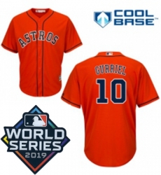 Youth Majestic Houston Astros 10 Yuli Gurriel Orange Alternate Cool Base Sitched 2019 World Series Patch jersey