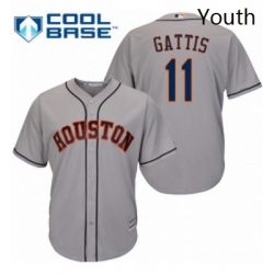 Youth Majestic Houston Astros 11 Evan Gattis Authentic Grey Road Cool Base MLB Jersey