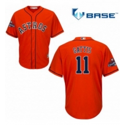 Youth Majestic Houston Astros 11 Evan Gattis Replica Orange Alternate 2017 World Series Champions Cool Base MLB Jersey