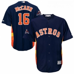 Youth Majestic Houston Astros 16 Brian McCann Replica Navy Blue Alternate 2017 World Series Champions Cool Base MLB Jersey