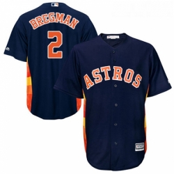 Youth Majestic Houston Astros 2 Alex Bregman Authentic Navy Blue Alternate Cool Base MLB Jersey