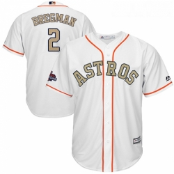 Youth Majestic Houston Astros 2 Alex Bregman Authentic White 2018 Gold Program Cool Base MLB Jersey