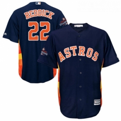 Youth Majestic Houston Astros 22 Josh Reddick Replica Navy Blue Alternate 2017 World Series Champions Cool Base MLB Jersey