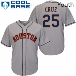 Youth Majestic Houston Astros 25 Jose Cruz Replica Grey Road Cool Base MLB Jersey