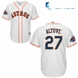 Youth Majestic Houston Astros 27 Jose Altuve Replica White Home 2017 World Series Champions Cool Base MLB Jersey