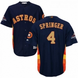 Youth Majestic Houston Astros 4 George Springer Authentic Navy Blue Alternate 2018 Gold Program Cool Base MLB Jersey