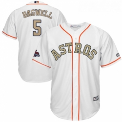 Youth Majestic Houston Astros 5 Jeff Bagwell Authentic White 2018 Gold Program Cool Base MLB Jersey