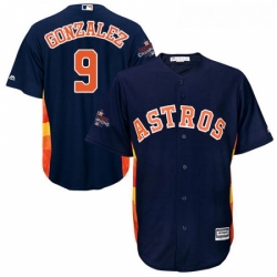 Youth Majestic Houston Astros 9 Marwin Gonzalez Authentic Navy Blue Alternate 2017 World Series Champions Cool Base MLB Jersey 