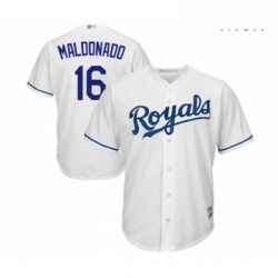 Mens Kansas City Royals 16 Martin Maldonado Replica White Home Cool Base Baseball Jersey 