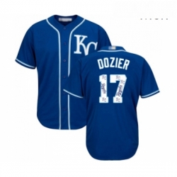 Mens Kansas City Royals 17 Hunter Dozier Blue Authentic Blue Team Logo Fashion Cool Base Baseball Jersey 