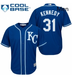 Mens Majestic Kansas City Royals 31 Ian Kennedy Replica Blue Alternate 2 Cool Base MLB Jersey