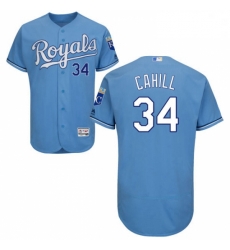 Mens Majestic Kansas City Royals 34 Trevor Cahill Light Blue Flexbase Authentic Collection MLB Jersey