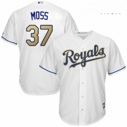 Mens Majestic Kansas City Royals 37 Brandon Moss Replica White Home Cool Base MLB Jersey