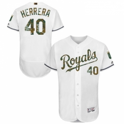 Mens Majestic Kansas City Royals 40 Kelvin Herrera Authentic White 2016 Memorial Day Fashion Flex Base Jersey